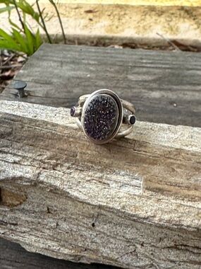 Nicky Butler Sterling Silver Ring with Druzy and Amethyst